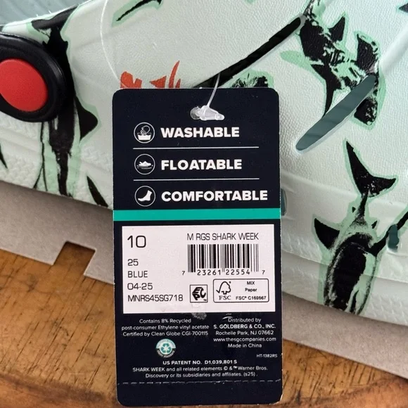 Rugged Shark Men's Clogs Shark Week Collaboration Size 10 EVA Foam Comfort Beach - Picture 7 of 9